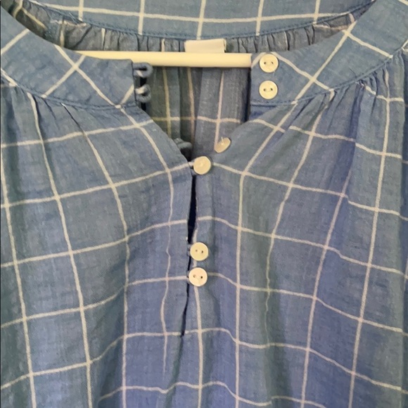 Old Navy Poplin Checked Chambray Top - Picture 2 of 4